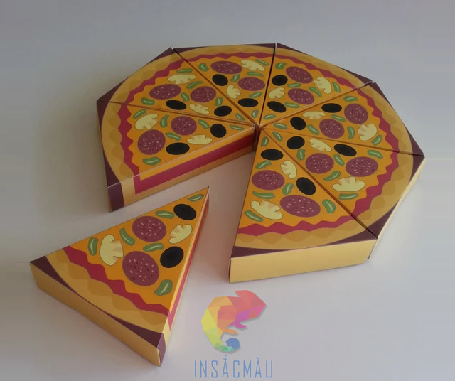Mẫu hộp giấy đựng pizza tam giác thiết kế theo yêu cầu