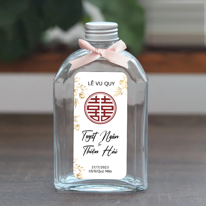 Mẫu tem dán chai nước đám cưới - 2