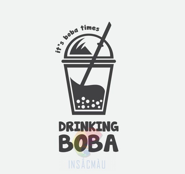 Mẫu logo trà sữa trắng đen ấn tượng