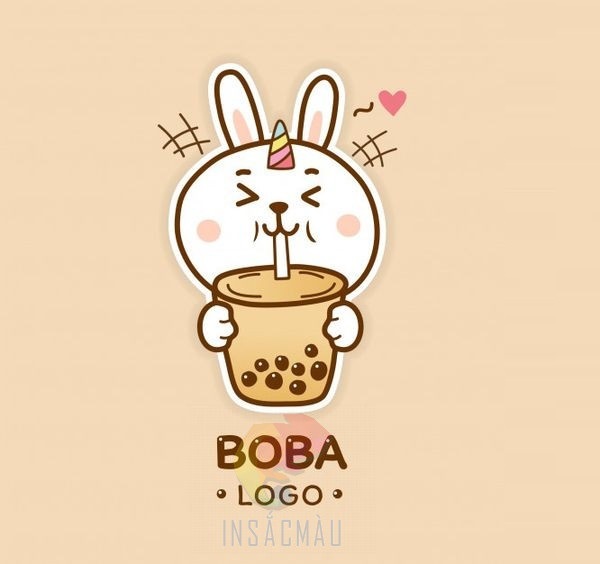 Mẫu logo trà sữa hình thỏ đáng yêu
