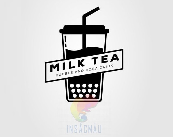 Mẫu logo trà sữa phong cách trắng đen