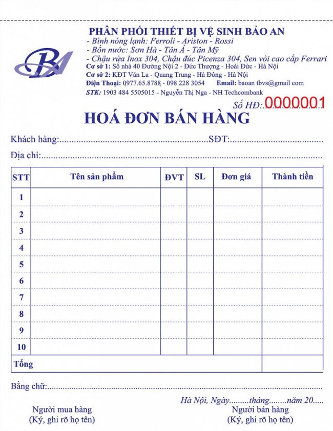 Trên hóa đơn bán lẻ cần có những thông tin gì? 