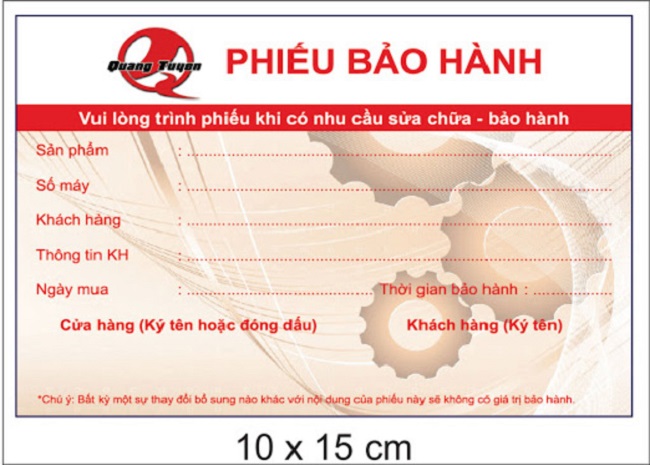 mẫu phiếu bảo hành - 1