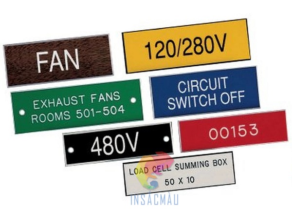 Các mẫu tem nhãn thông tin kỹ thuật dán lên mặt tủ điện