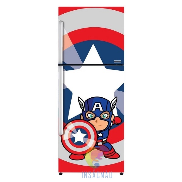 Mẫu tem dán tủ lạnh in hình Captain