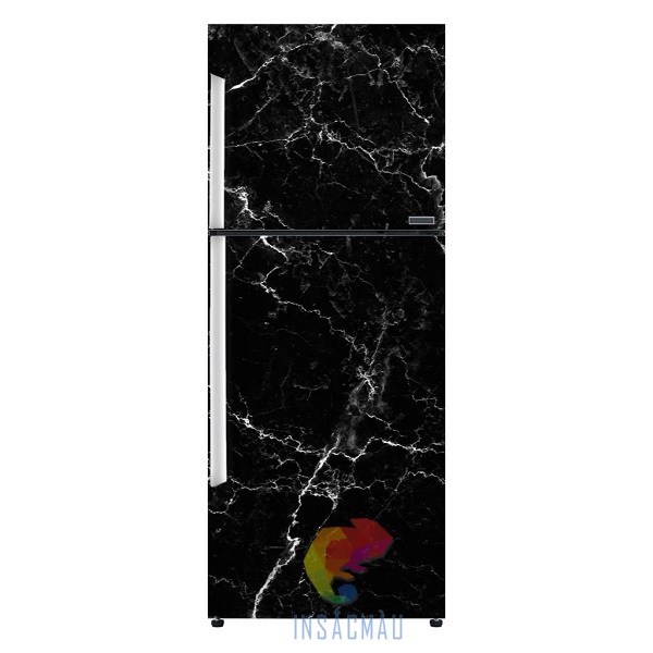 Mẫu tem dán tủ lạnh in hình đá hoa cương màu đen