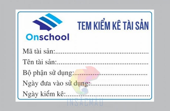 Mẫu tem kiểm kê tài sản cố định Onschool
