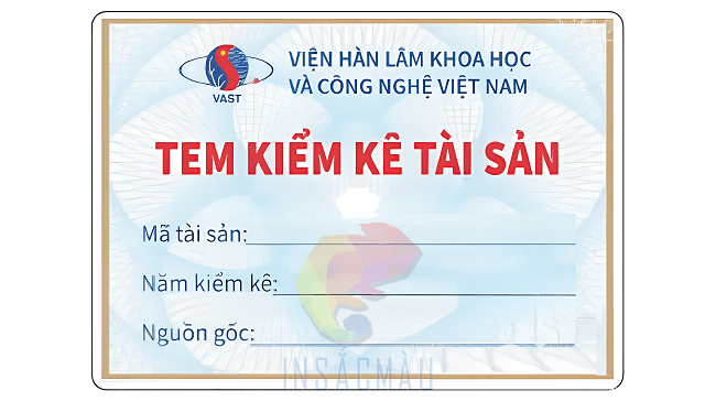 Mẫu tem kiểm kê tài sản cố định Viện Hàn Lâm Khoa Học