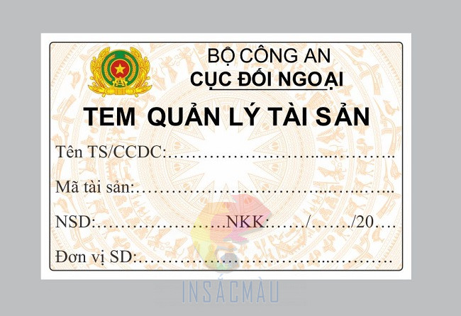 Mẫu tem kiểm kê tài sản cố định Cục đối ngoại