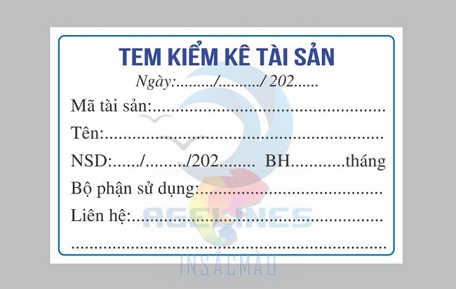 Mẫu thiết kế tem kiểm kê tài sản cố định
