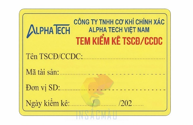 Mẫu tem kiểm kê tài sản công ty Alpha Tech