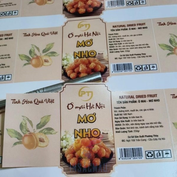 In Tem Ô Mai 23 Tem dán thân hộp ô mai