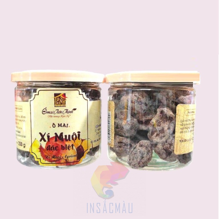 Mẫu tem nhãn dán thân hộp đựng ô mai
