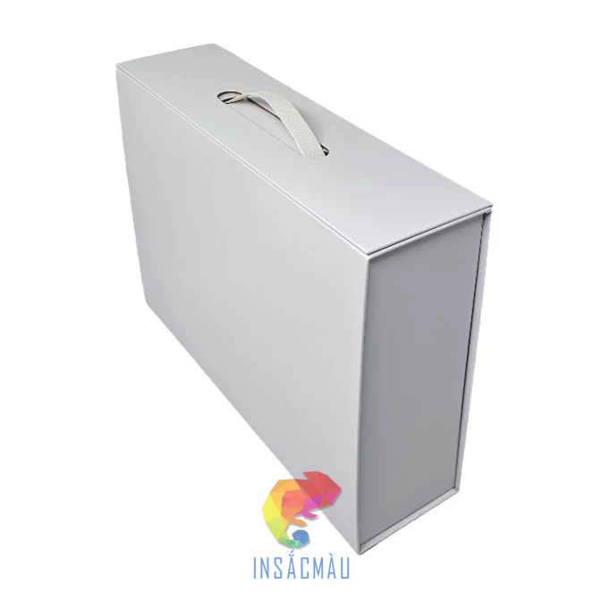 Mẫu hộp carton trắng có quai xách
