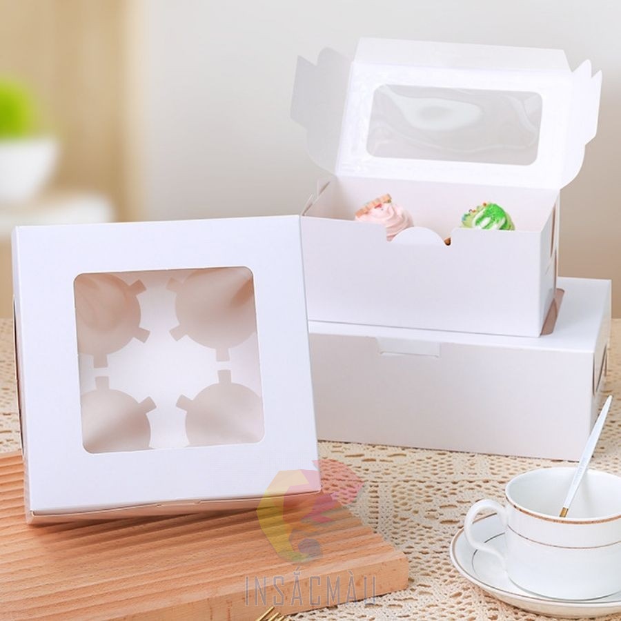 Mẫu hộp Ivory đựng bánh, có mặt kính