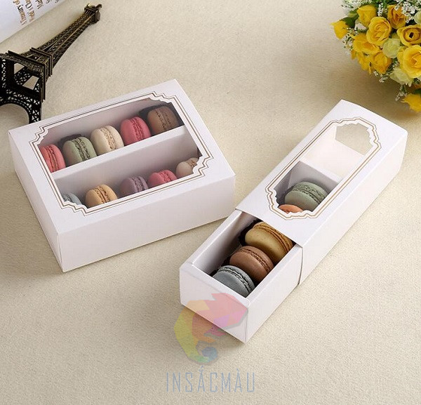 Mẫu hộp Ivory đựng bánh macaron