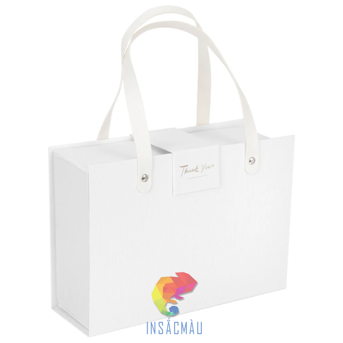 Mẫu hộp giấy carton trắng có quai chuyên nghiệp