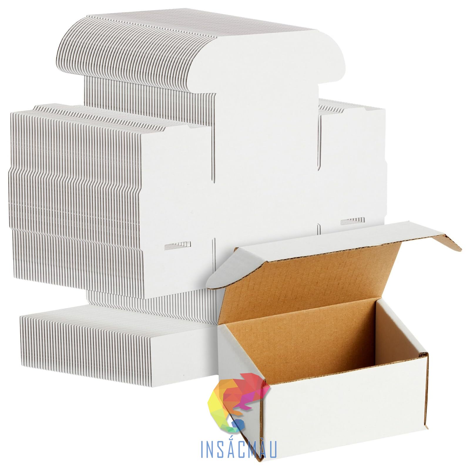 Mẫu hộp carton trắng nắp gài giá rẻ