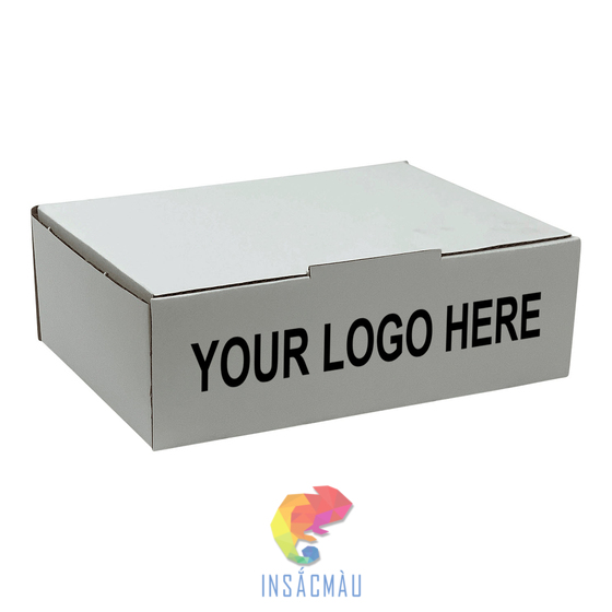 Mẫu hộp carton trắng có in logo