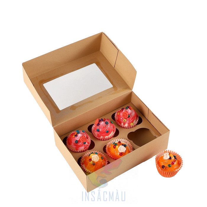 Hộp Đựng Bánh Cupcake 49 In hộp giấy đựng bánh cupcake theo yêu cầu, giá rẻ tại In Sắc Màu