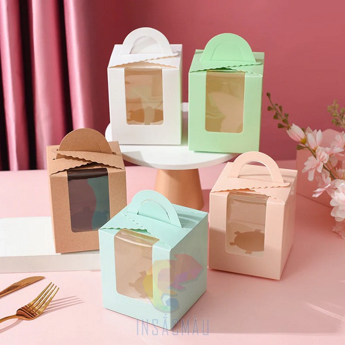Mẫu hộp giấy đựng bánh cupcake 1 cái