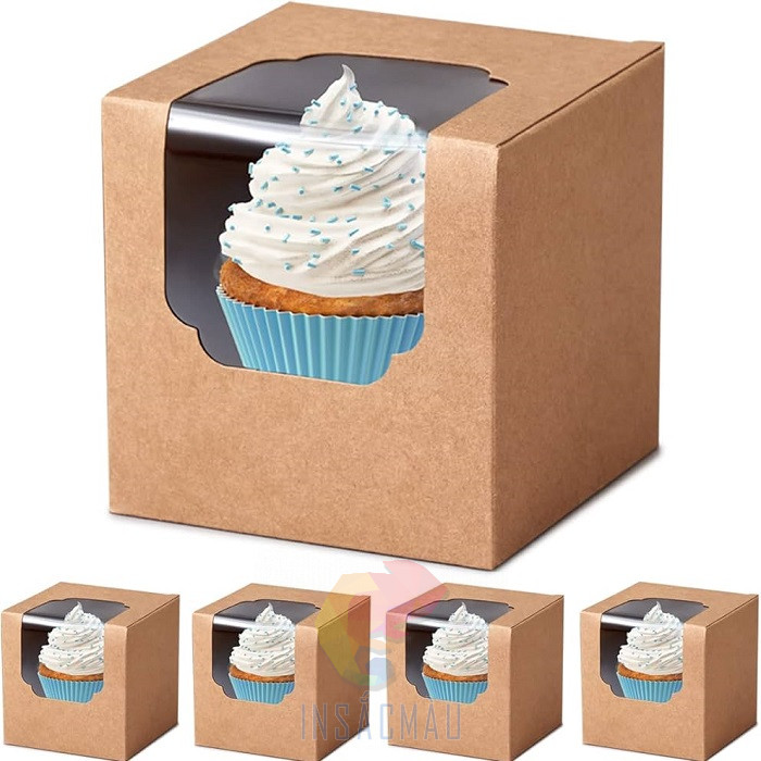 Mẫu hộp giấy Kraft đựng bánh cupcake1 cái