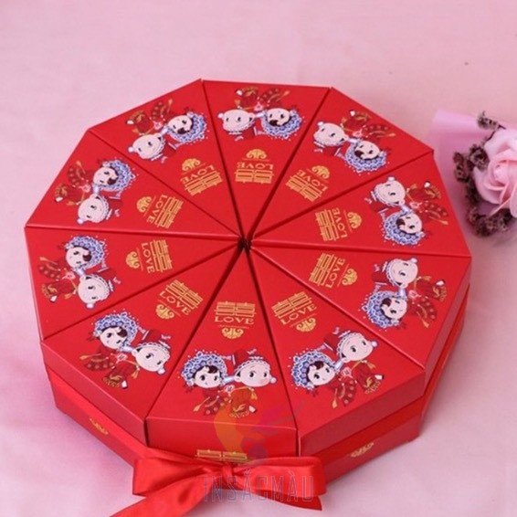 Mẫu vỏ hộp bánh su sê hình tam giác, kiểu nắp gài
