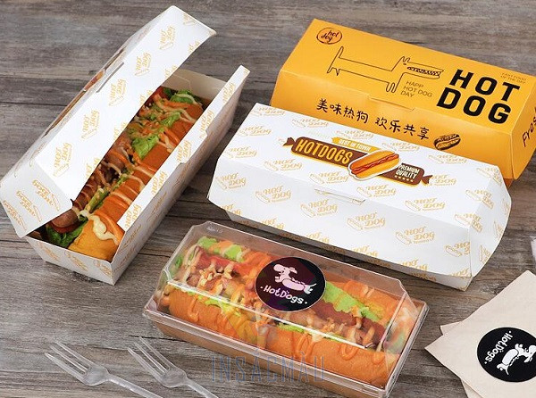 Hộp Đựng Hotdog 23 Các mẫu hộp đựng hotdog có nắp gài, nắp nhựa trong suốt