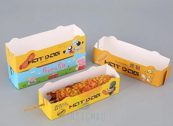Mẫu khay đựng hotdog bằng giấy Ivory
