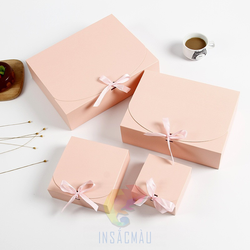 Mẫu hộp giấy đựng khăn lụa cao cấp, thắt nơ