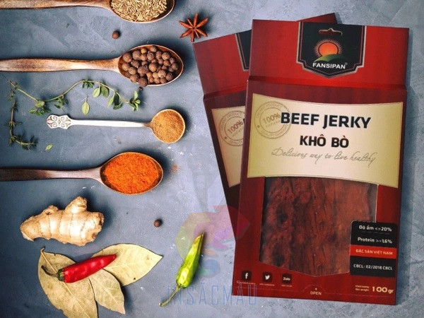 Mẫu hộp đựng bò khô cửa sổ trong suốt