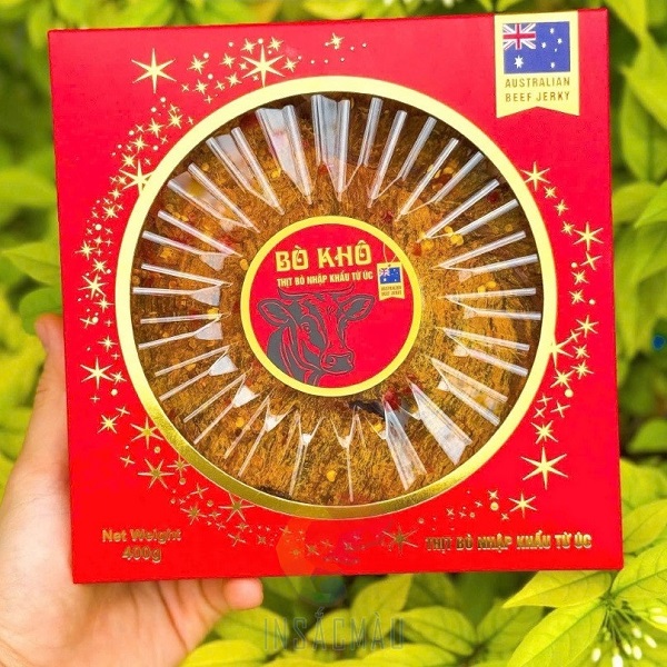 Mẫu hộp giấy đựng khô bò thiết kế sang trọng