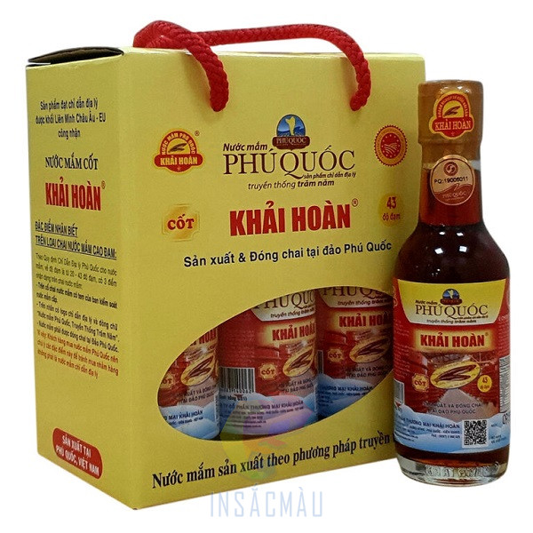 Mẫu hộp đựng nước mắm bằng giấy Ivory, có quai xách hai ban