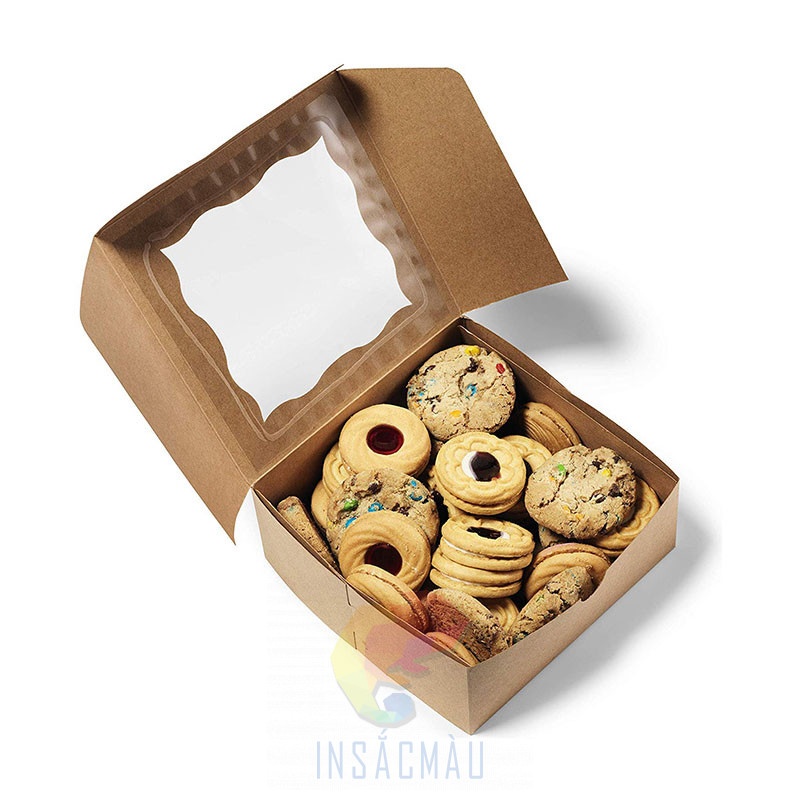 Hộp giấy kraft đựng bánh cookie size nhỏ: 10 x 10 x 5cm