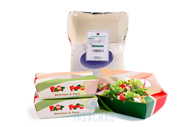 Hộp giấy Ivory đựng salad nắp gài