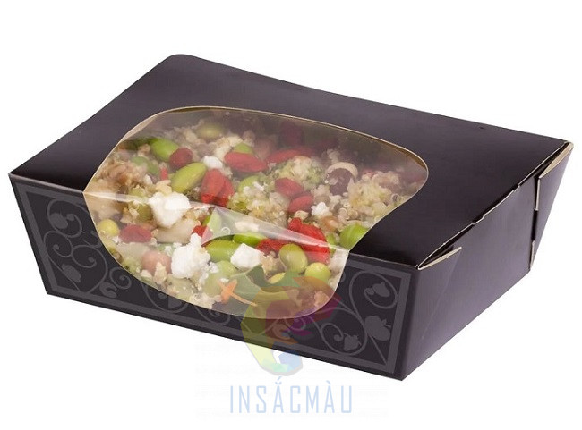 Mẫu hộp giấy đựng salad có cửa sổ đẹp mắt