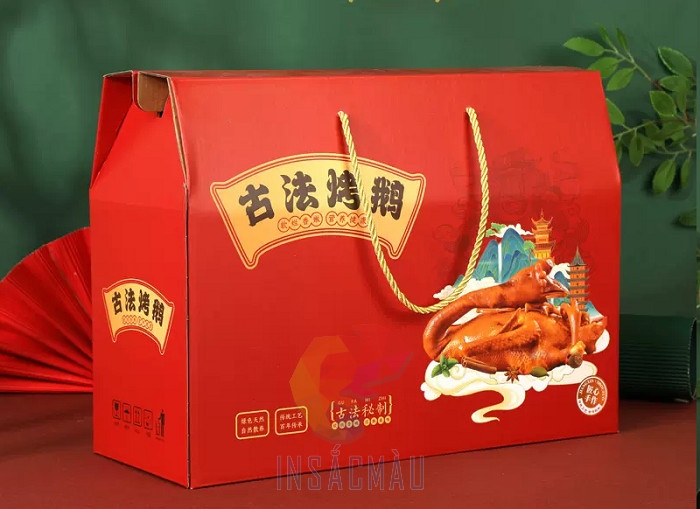 Mẫu hộp đựng vịt quay nắp gài, dây xách hai bên