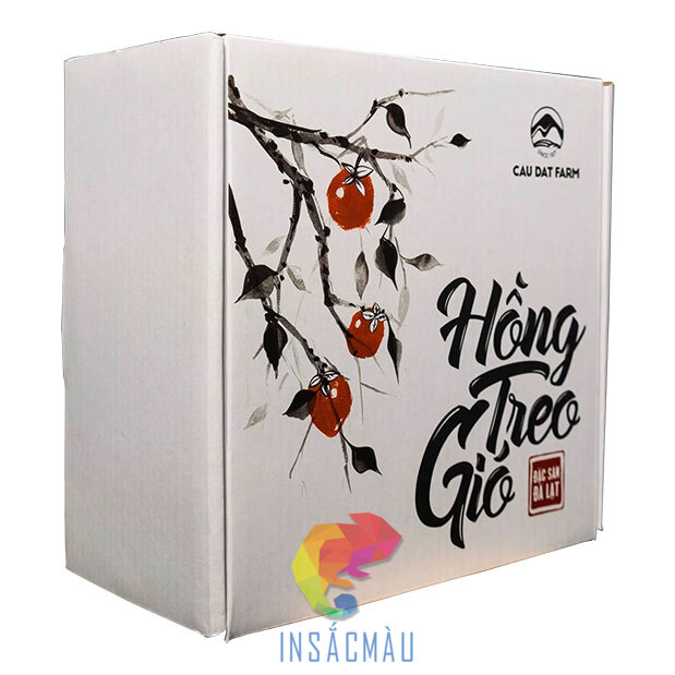 Mẫu hộp carton đựng hồng treo gió Đà Lạt của Cau Dat Farm