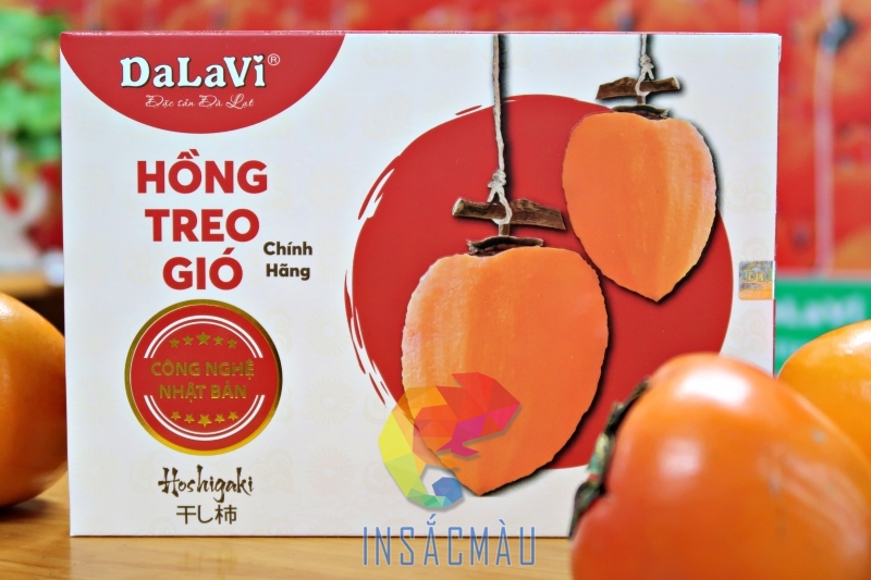 Mẫu hộp giấy đựng hồng treo gió có hình ảnh minh họa nổi bật