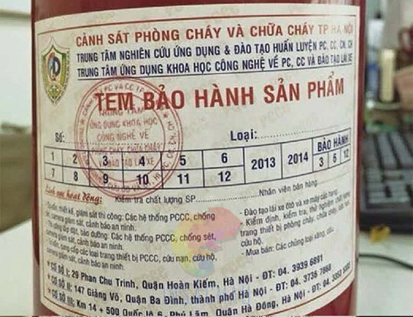 Tem Bảo Hành Bình Chữa Cháy 14 Mẫu tem bảo hành bình chữa cháy