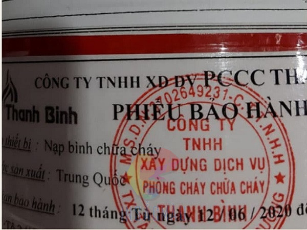 Tem Bảo Hành Bình Chữa Cháy 23 Mẫu tem nhãn bảo hành bình chữa cháy bằng giấy