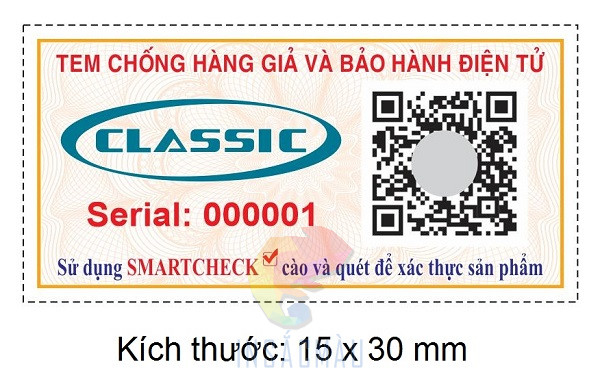 Tem Xác Thực Điện Tử 11 In tem xác thực điện tử theo yêu cầu, mọi số lượng tại xưởng In Sắc Màu