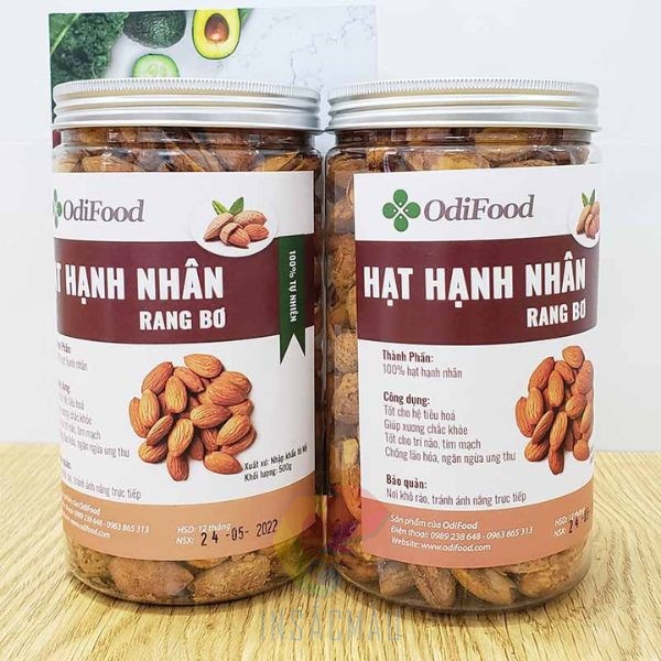 Mẫu tem nhãn hạnh nhân dán thân hộp