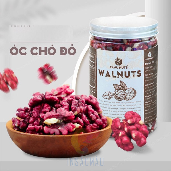 Mẫu tem nhãn dán thân hộp đựng hạt óc chó 