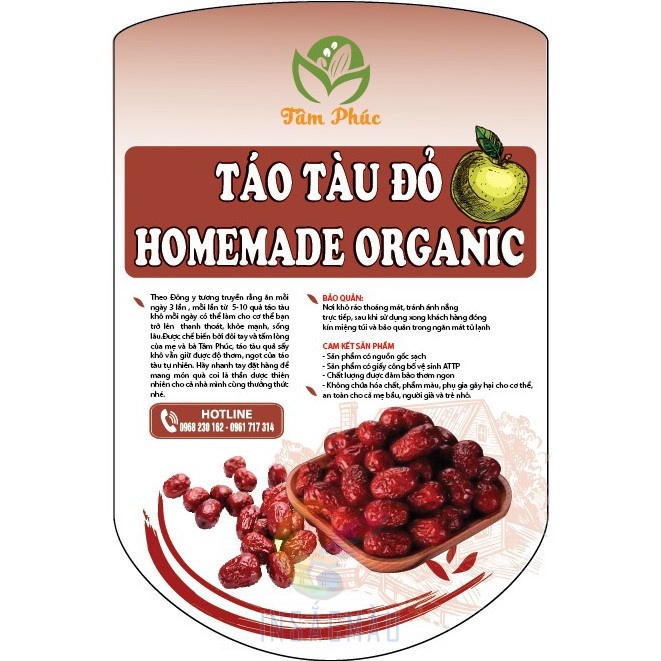 Nội dung cần có trên tem nhãn táo đỏ