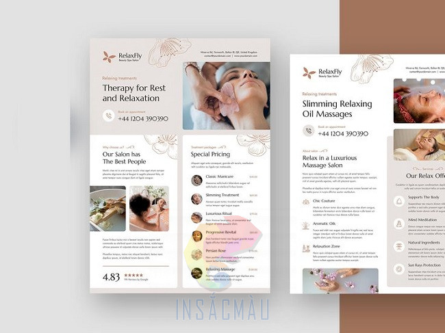 Mẫu brochure spa thiết kế tối giản, bắt mắt