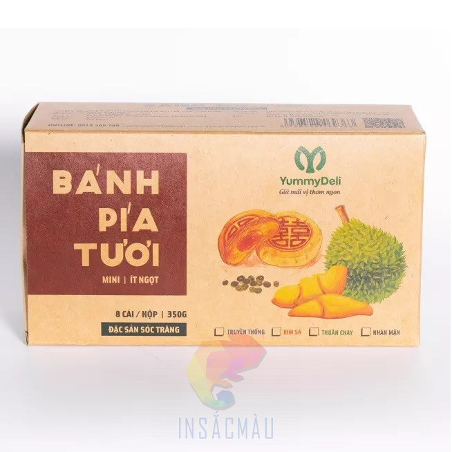 Mẫu hộp đựng bánh Pía tươi bằng giấy Kraft