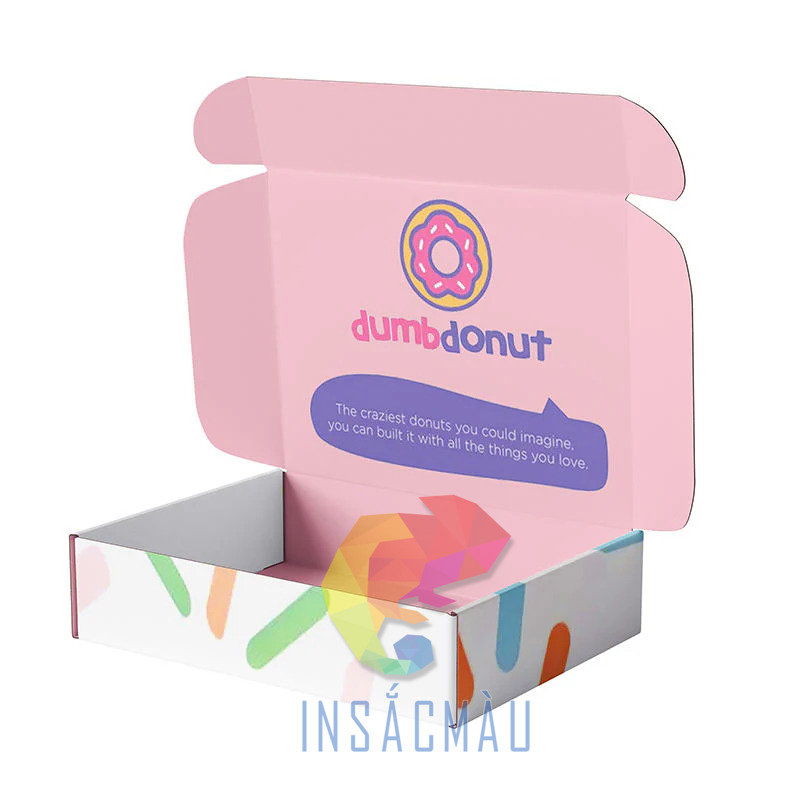 Mẫu hộp giấy đựng donut nắp gập