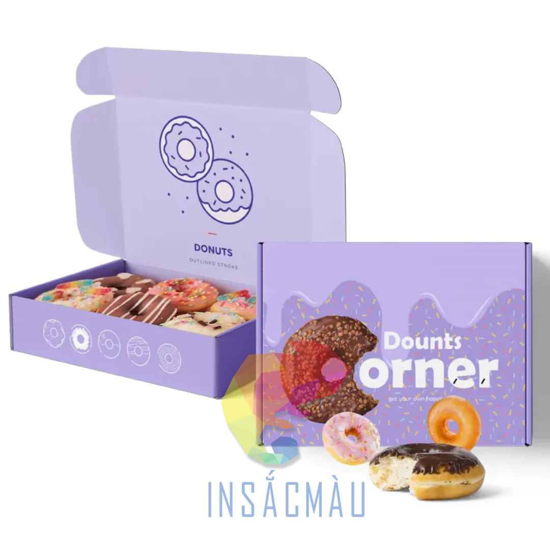 Mẫu hộp giấy đựng donut đẹp mắt