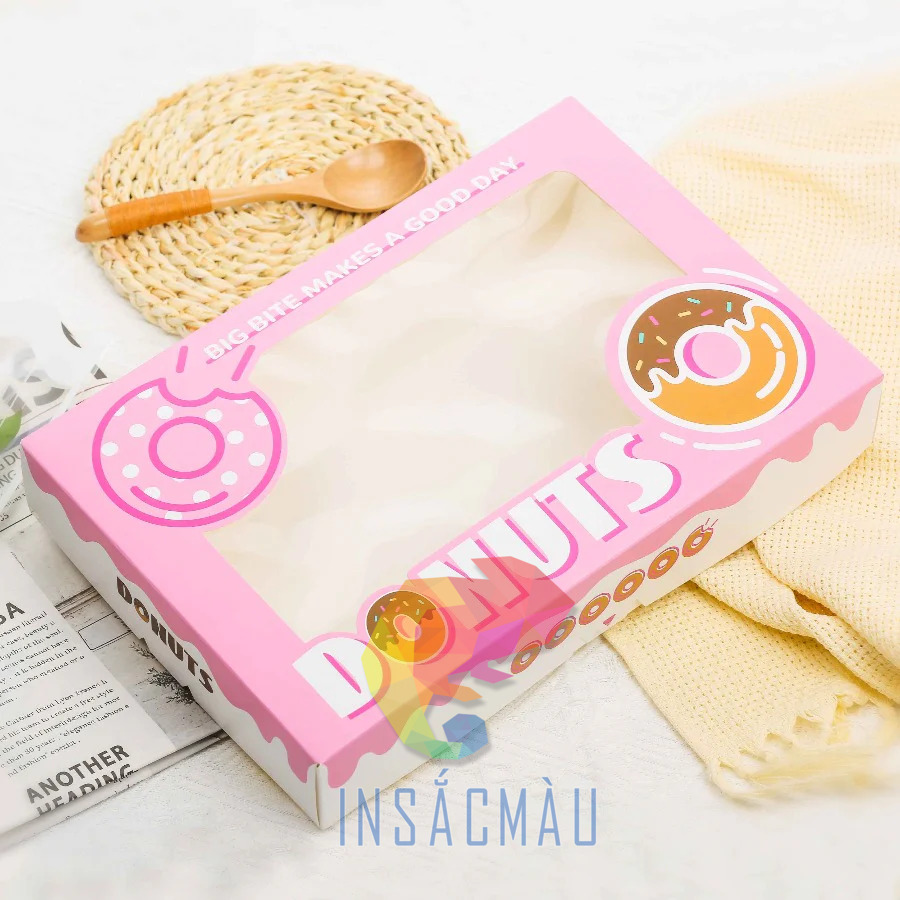 Mẫu hộp giấy đựng donut cửa sổ trong suốt